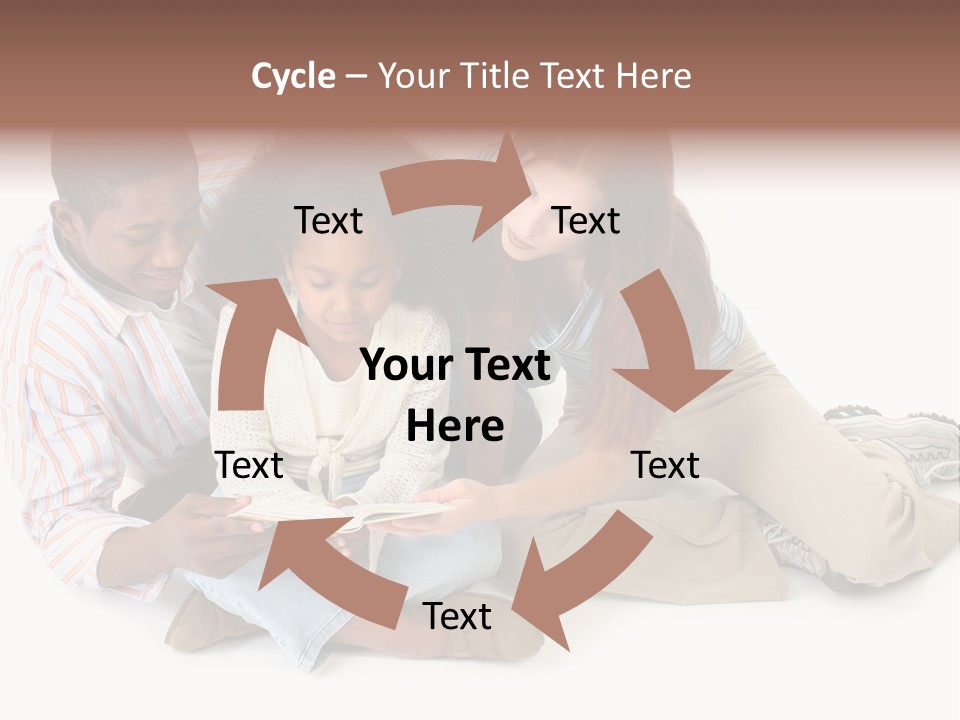 Family Of Three Reading Child's Bible Together. Caucasian Mother And African American Father With Daughter. PowerPoint Template