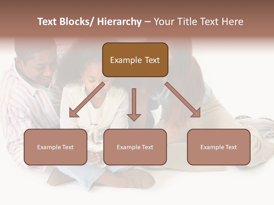 Family Of Three Reading Child's Bible Together. Caucasian Mother And African American Father With Daughter. PowerPoint Template