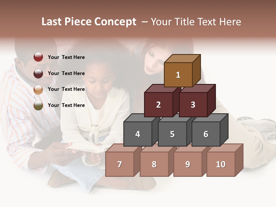 Family Of Three Reading Child's Bible Together. Caucasian Mother And African American Father With Daughter. PowerPoint Template