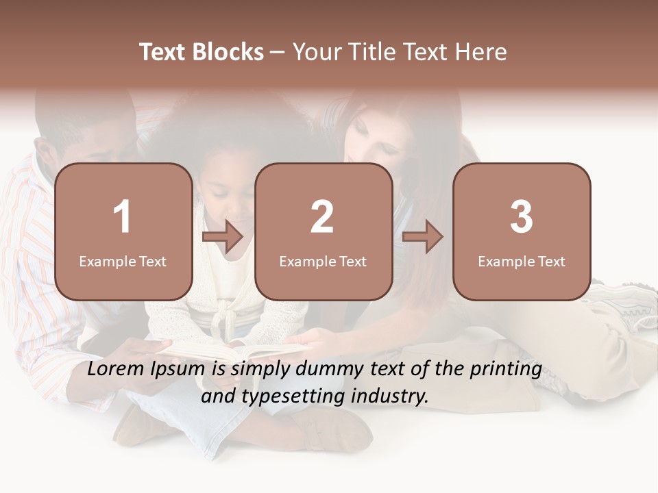 Family Of Three Reading Child's Bible Together. Caucasian Mother And African American Father With Daughter. PowerPoint Template