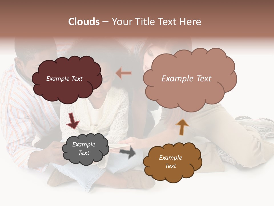 Family Of Three Reading Child's Bible Together. Caucasian Mother And African American Father With Daughter. PowerPoint Template