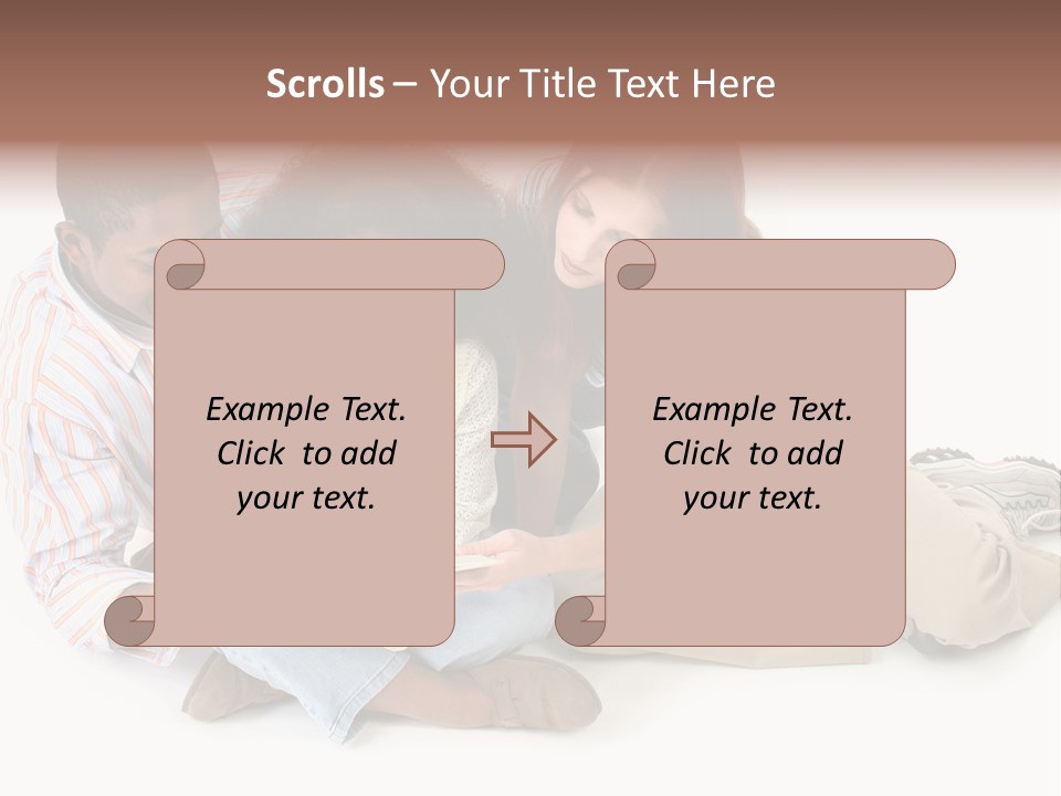 Family Of Three Reading Child's Bible Together. Caucasian Mother And African American Father With Daughter. PowerPoint Template