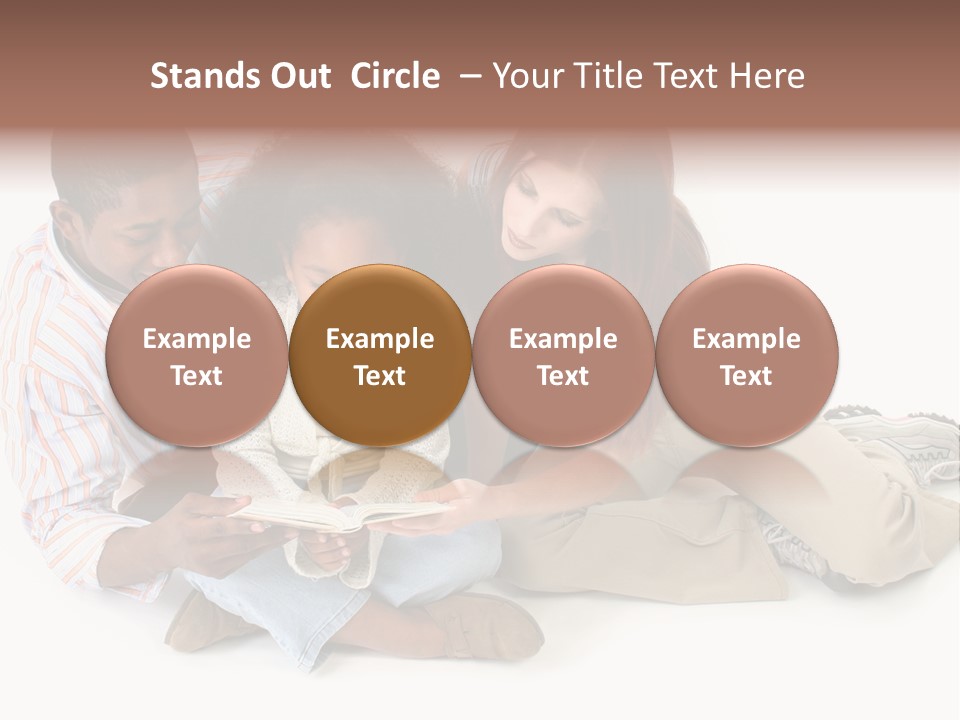 Family Of Three Reading Child's Bible Together. Caucasian Mother And African American Father With Daughter. PowerPoint Template