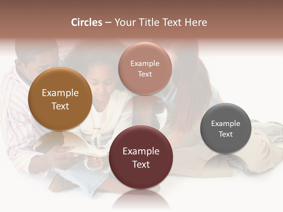 Family Of Three Reading Child's Bible Together. Caucasian Mother And African American Father With Daughter. PowerPoint Template