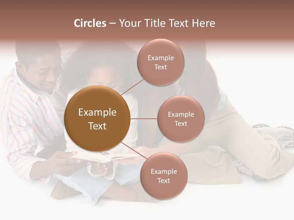 Family Of Three Reading Child's Bible Together. Caucasian Mother And African American Father With Daughter. PowerPoint Template