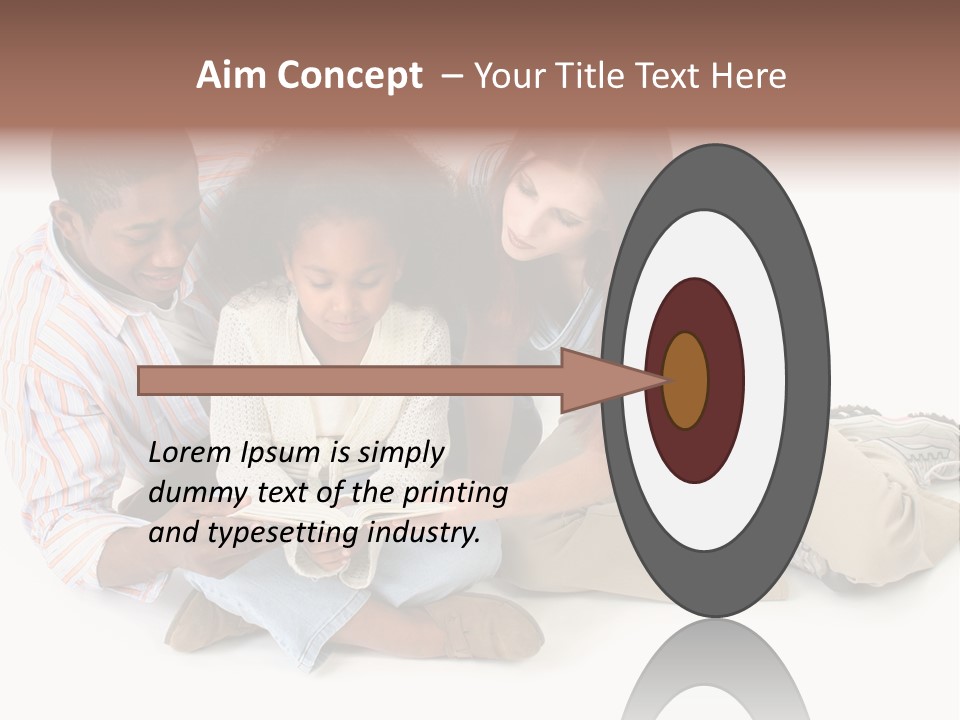 Family Of Three Reading Child's Bible Together. Caucasian Mother And African American Father With Daughter. PowerPoint Template