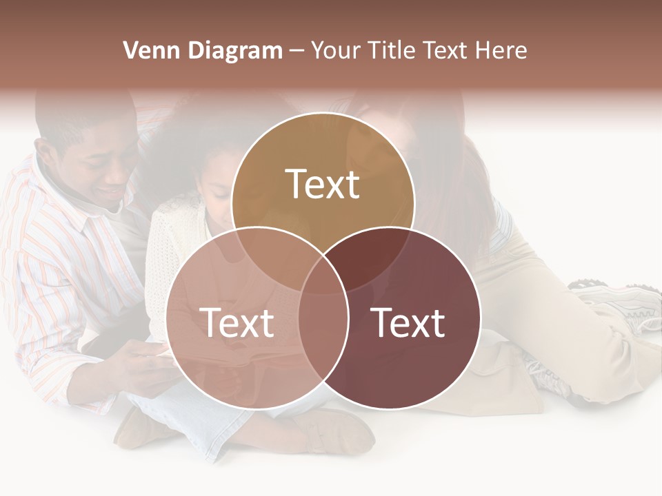 Family Of Three Reading Child's Bible Together. Caucasian Mother And African American Father With Daughter. PowerPoint Template
