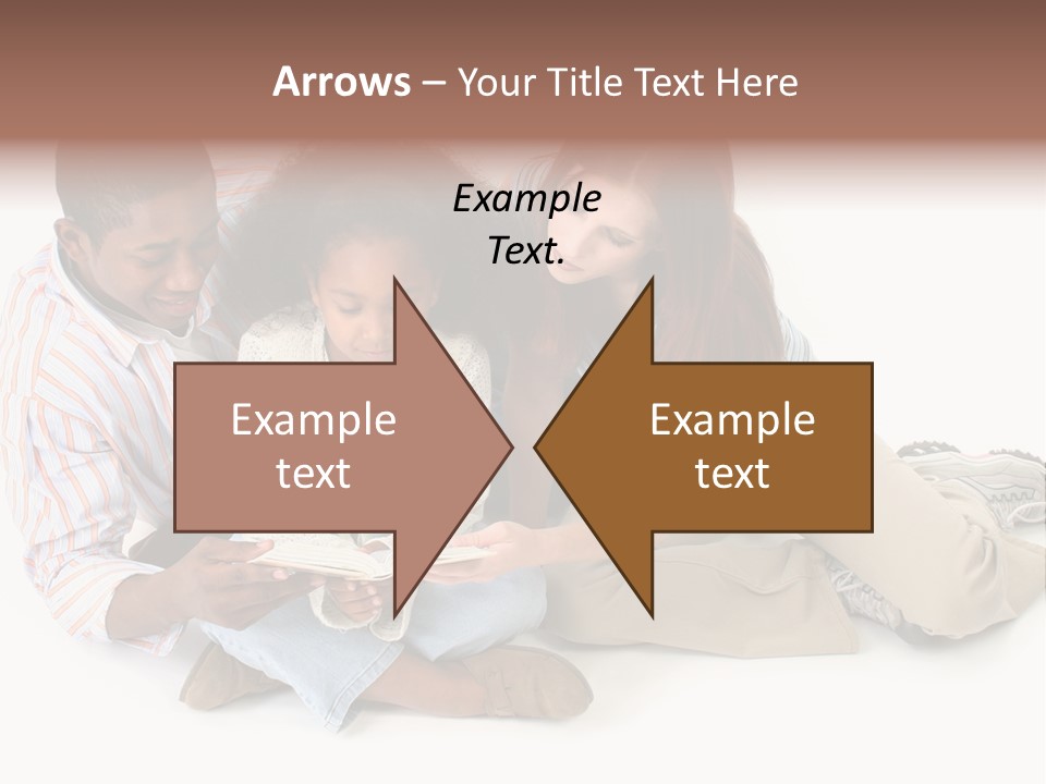 Family Of Three Reading Child's Bible Together. Caucasian Mother And African American Father With Daughter. PowerPoint Template