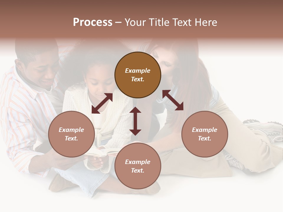 Family Of Three Reading Child's Bible Together. Caucasian Mother And African American Father With Daughter. PowerPoint Template