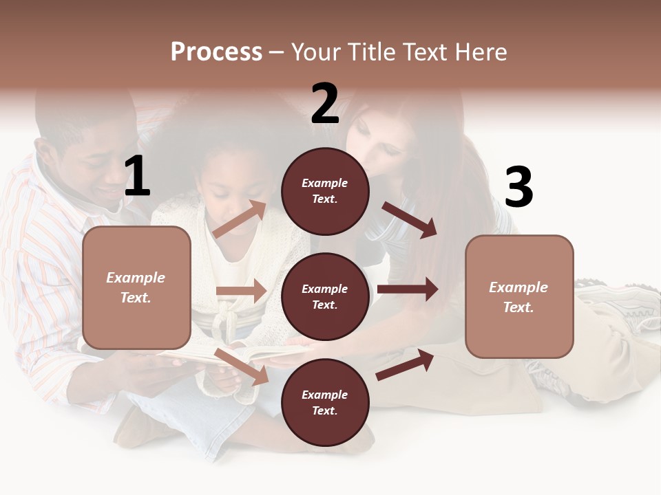 Family Of Three Reading Child's Bible Together. Caucasian Mother And African American Father With Daughter. PowerPoint Template