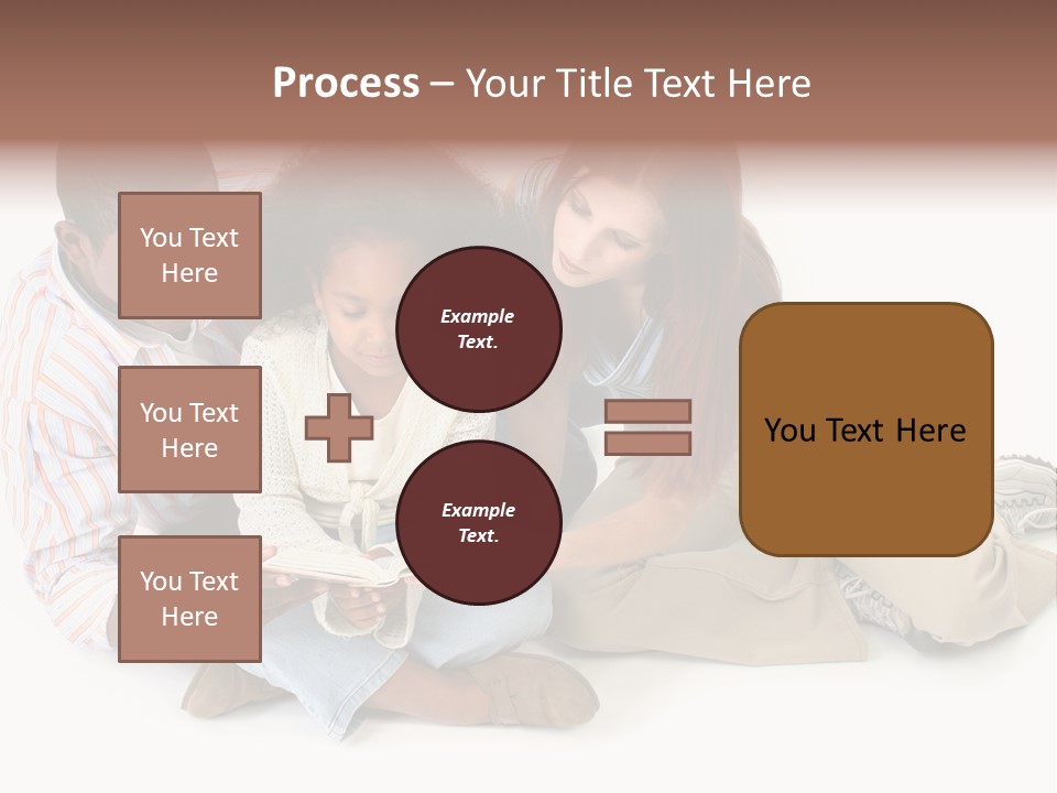 Family Of Three Reading Child's Bible Together. Caucasian Mother And African American Father With Daughter. PowerPoint Template