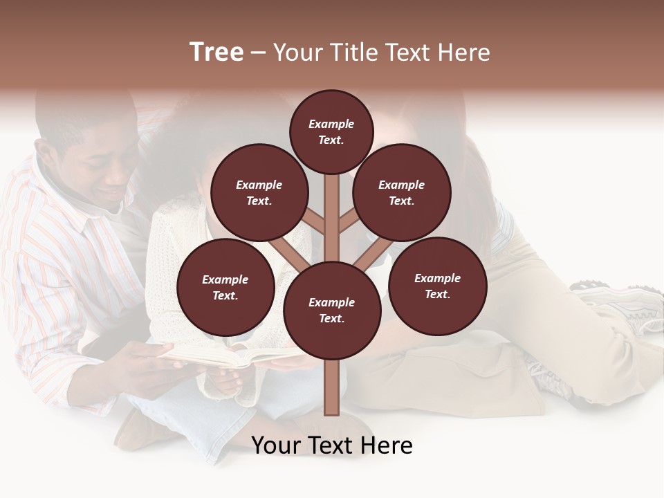 Family Of Three Reading Child's Bible Together. Caucasian Mother And African American Father With Daughter. PowerPoint Template