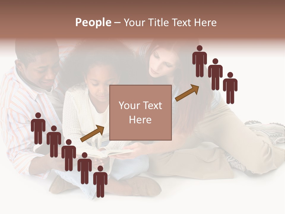 Family Of Three Reading Child's Bible Together. Caucasian Mother And African American Father With Daughter. PowerPoint Template