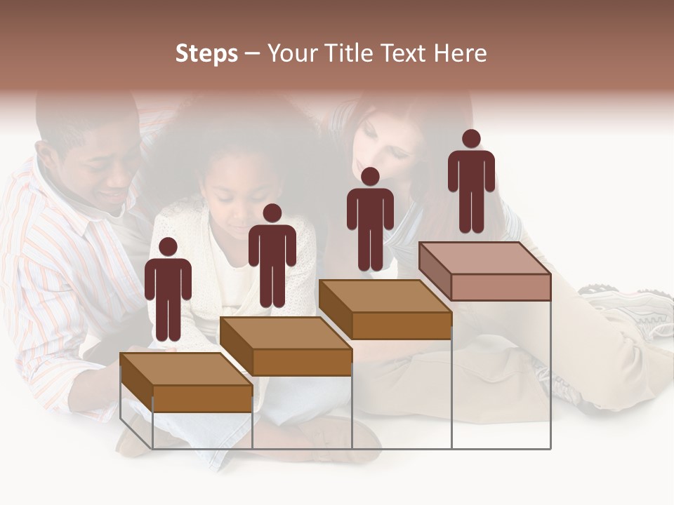 Family Of Three Reading Child's Bible Together. Caucasian Mother And African American Father With Daughter. PowerPoint Template