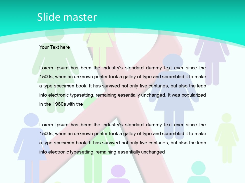 Pink Ribbon And Female Figures On White Background PowerPoint Template