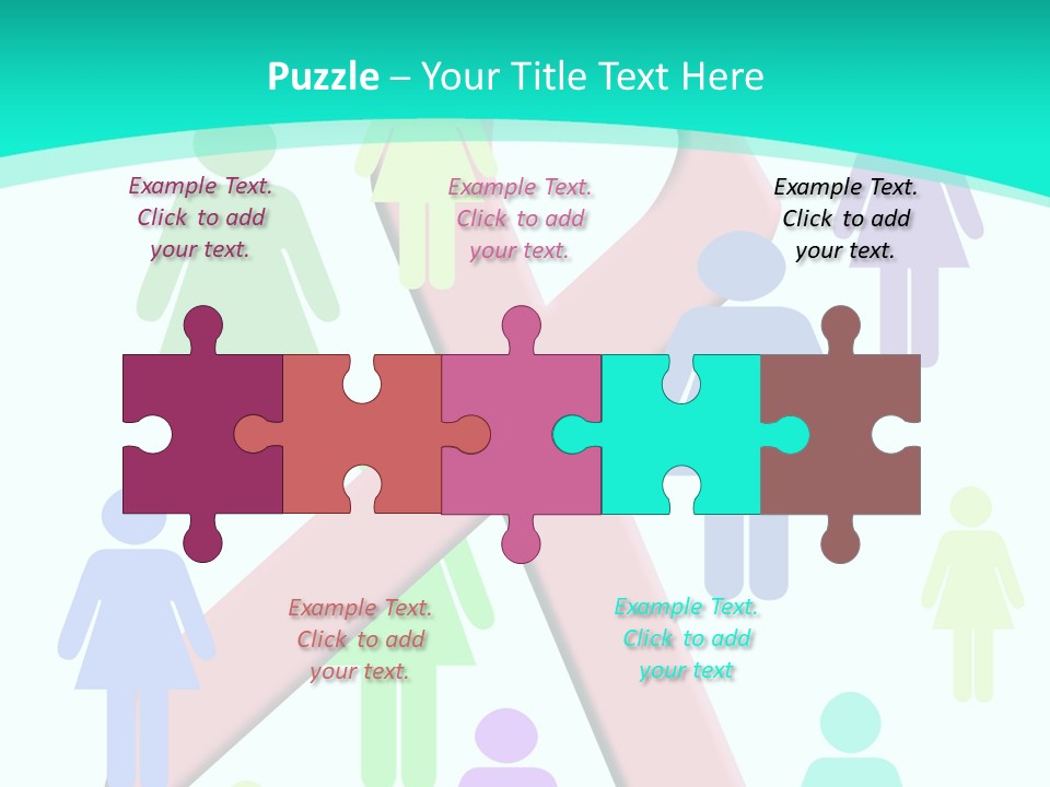 Pink Ribbon And Female Figures On White Background PowerPoint Template