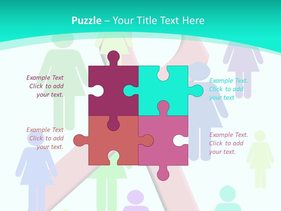 Pink Ribbon And Female Figures On White Background PowerPoint Template