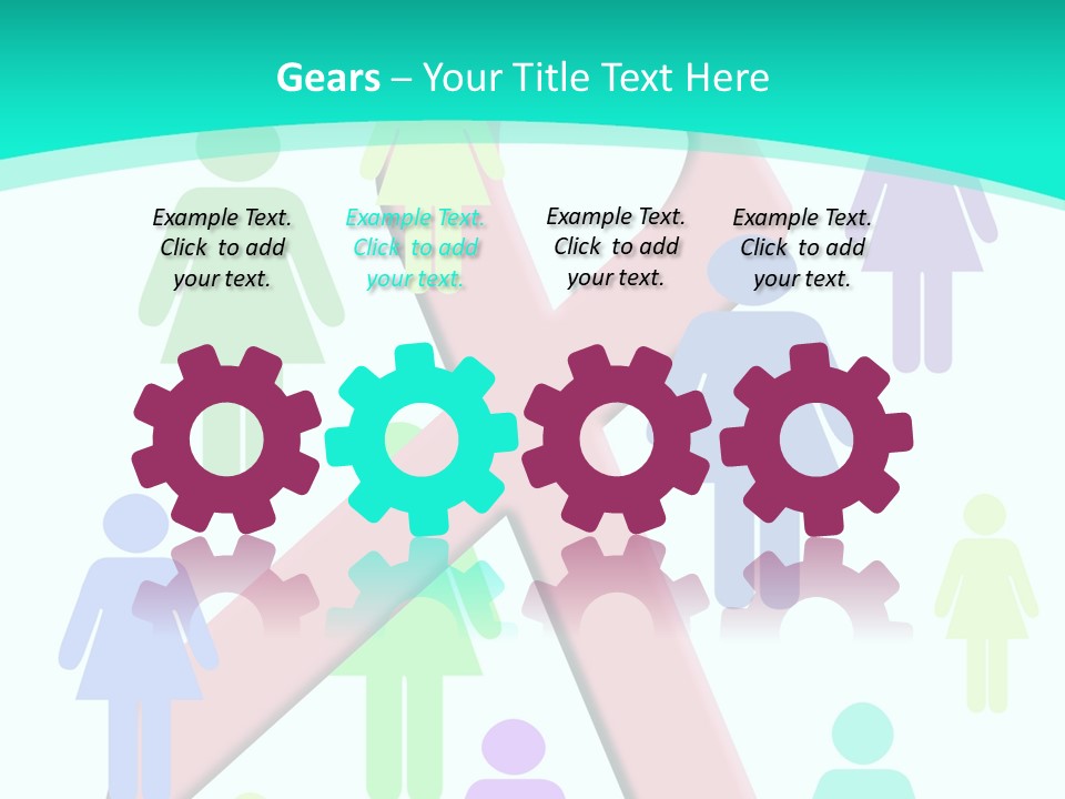 Pink Ribbon And Female Figures On White Background PowerPoint Template