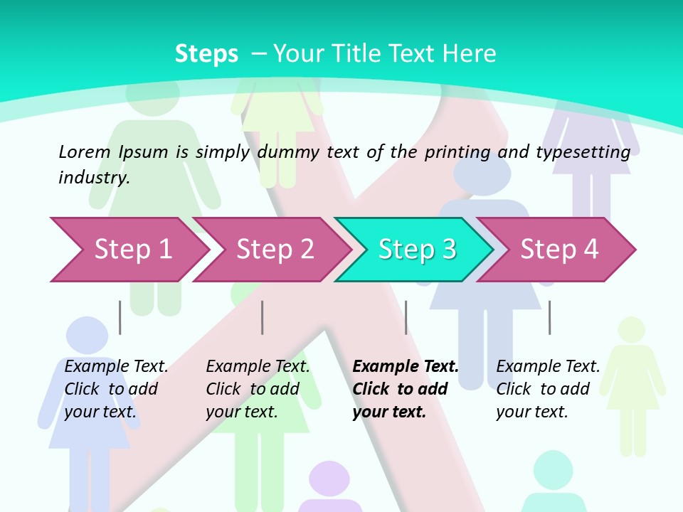 Pink Ribbon And Female Figures On White Background PowerPoint Template