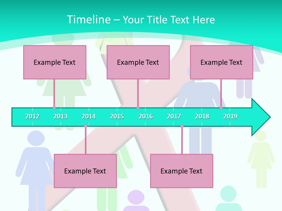 Pink Ribbon And Female Figures On White Background PowerPoint Template