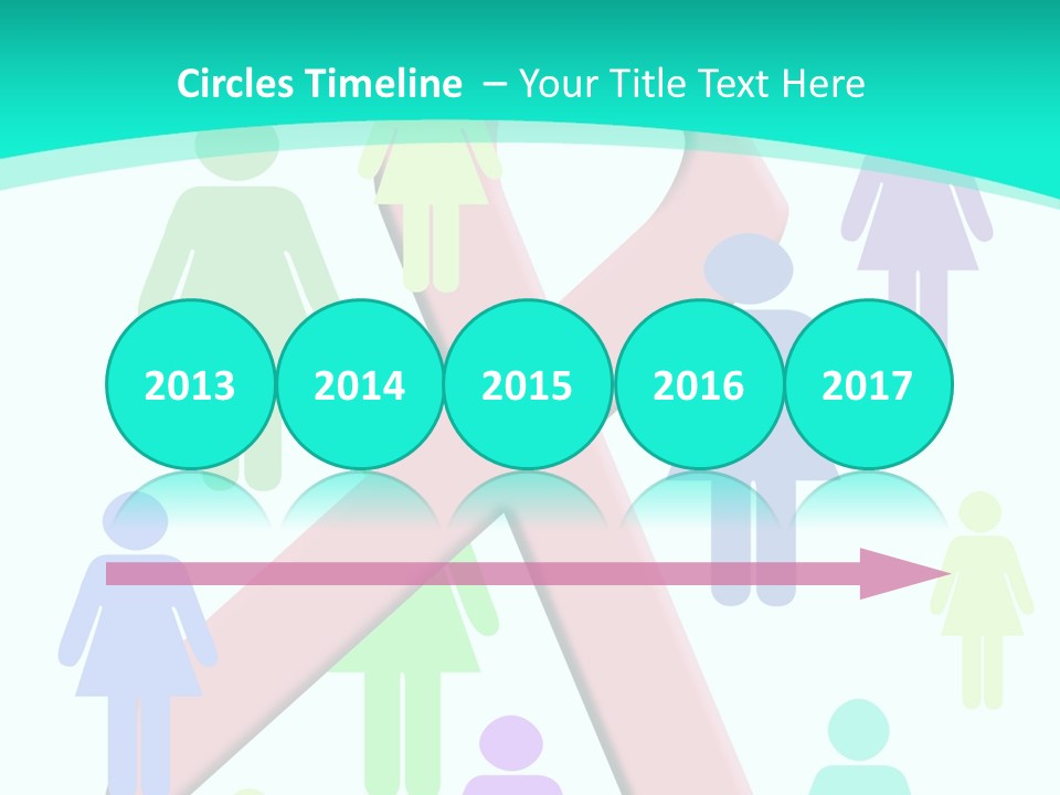 Pink Ribbon And Female Figures On White Background PowerPoint Template