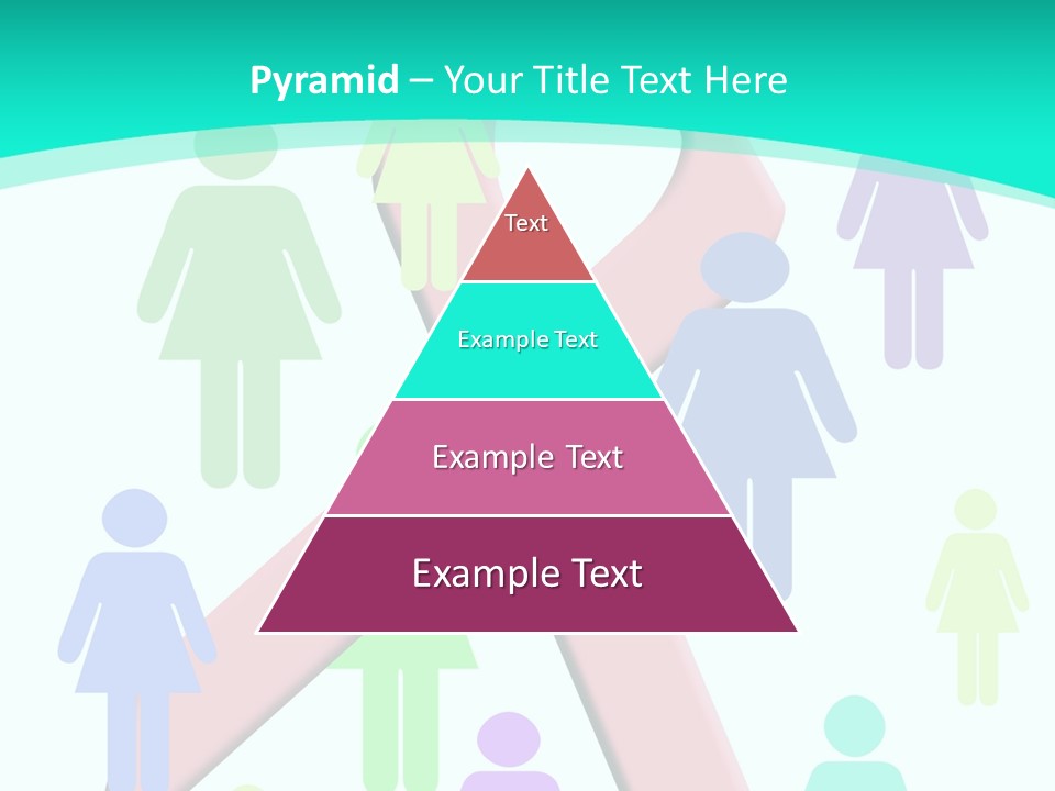 Pink Ribbon And Female Figures On White Background PowerPoint Template