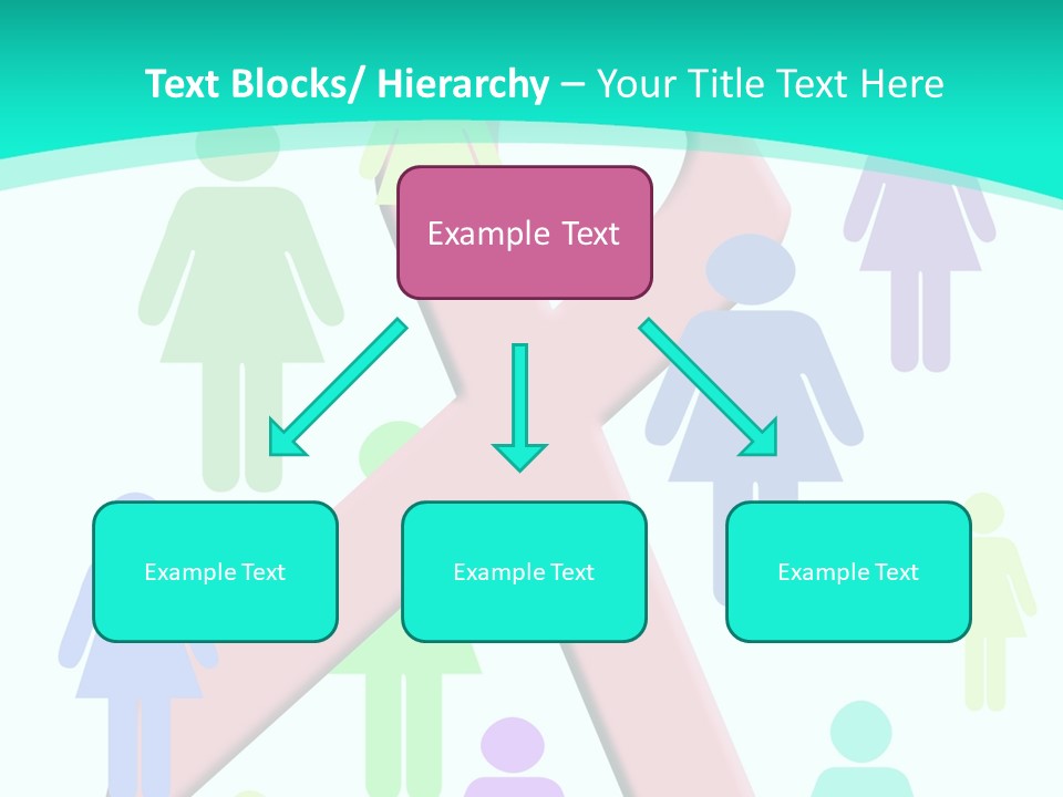 Pink Ribbon And Female Figures On White Background PowerPoint Template