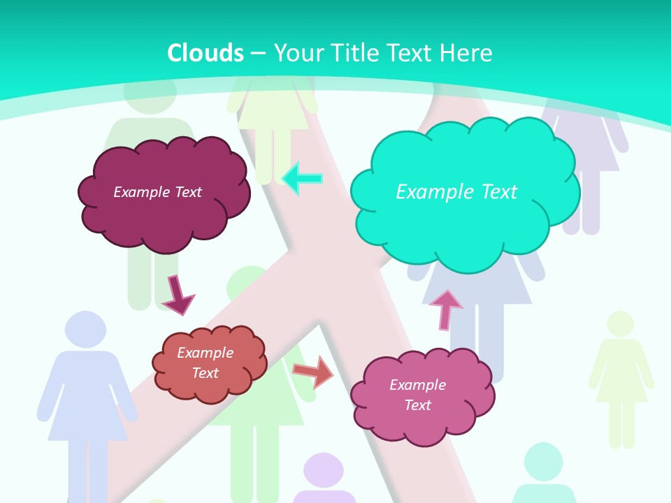 Pink Ribbon And Female Figures On White Background PowerPoint Template