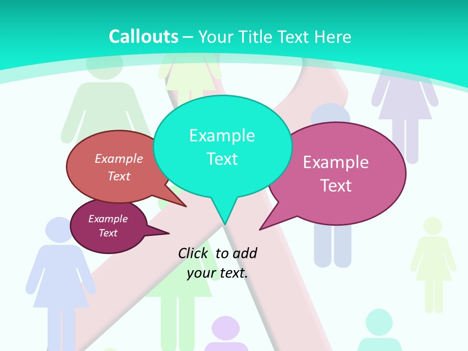 Pink Ribbon And Female Figures On White Background PowerPoint Template