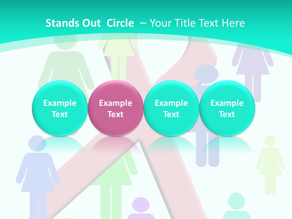 Pink Ribbon And Female Figures On White Background PowerPoint Template