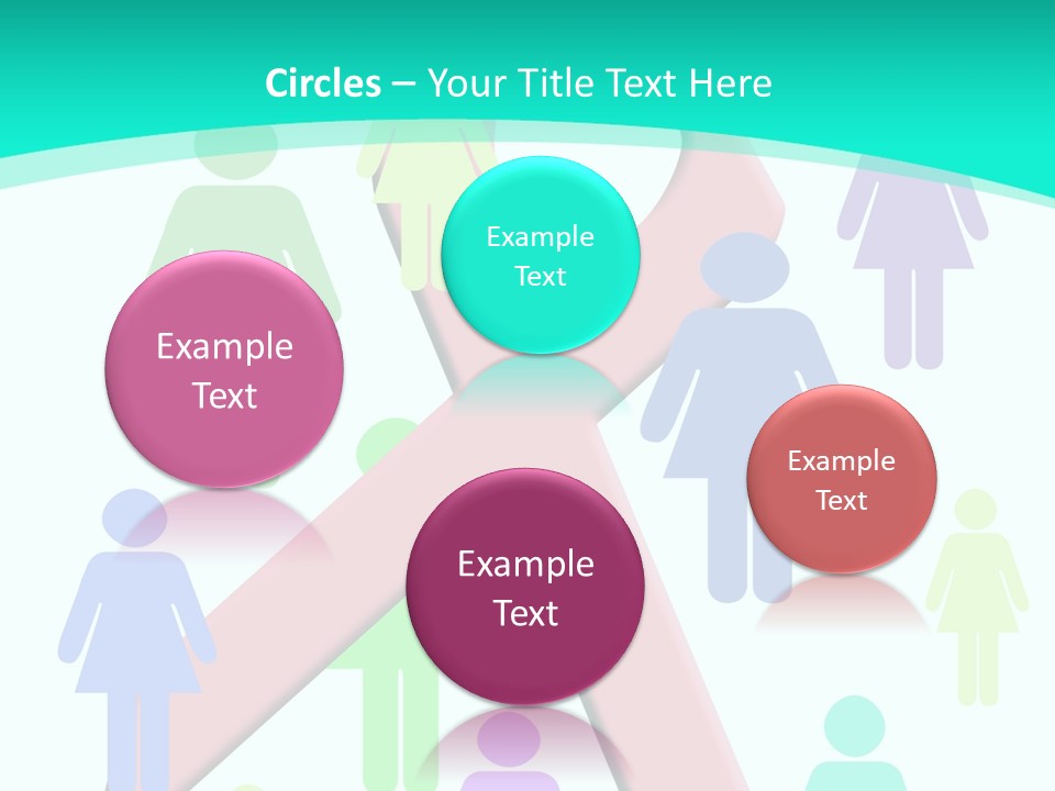 Pink Ribbon And Female Figures On White Background PowerPoint Template