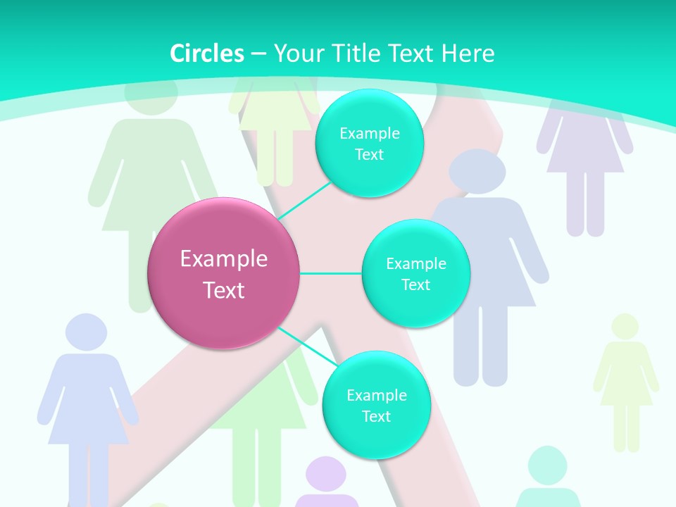 Pink Ribbon And Female Figures On White Background PowerPoint Template