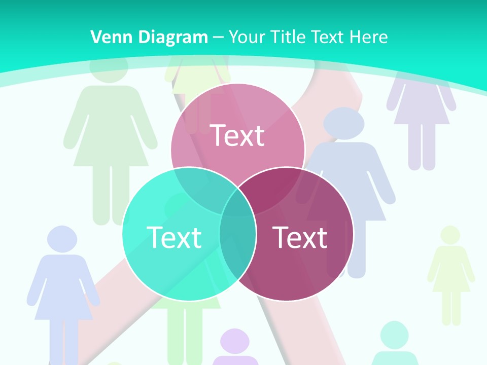 Pink Ribbon And Female Figures On White Background PowerPoint Template