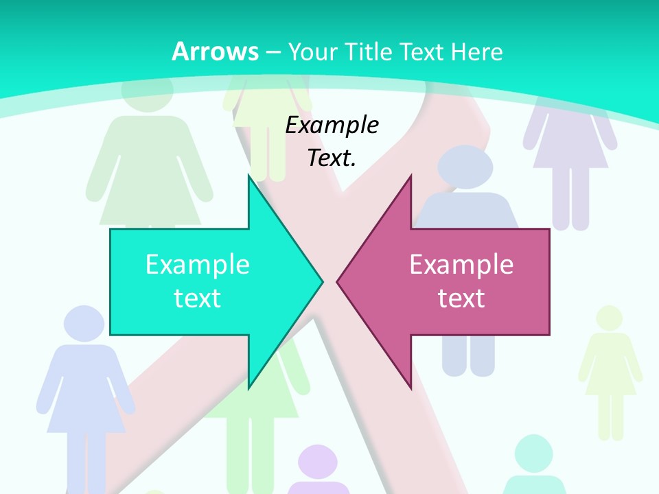 Pink Ribbon And Female Figures On White Background PowerPoint Template