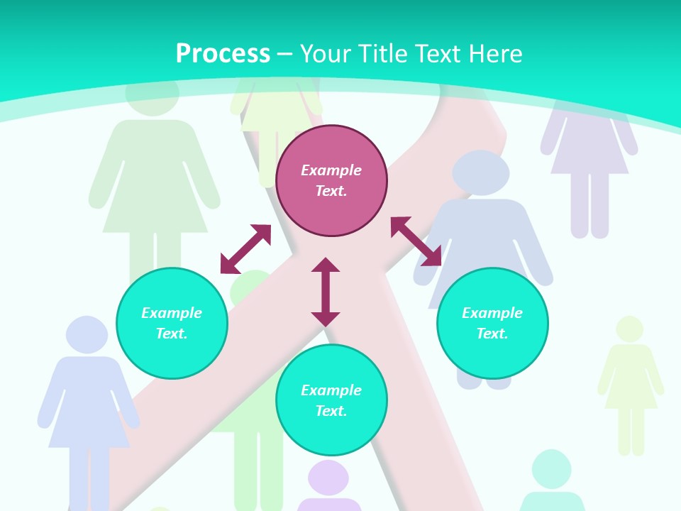 Pink Ribbon And Female Figures On White Background PowerPoint Template