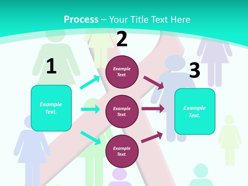 Pink Ribbon And Female Figures On White Background PowerPoint Template