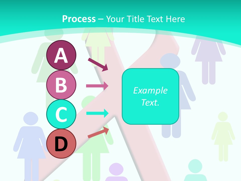 Pink Ribbon And Female Figures On White Background PowerPoint Template