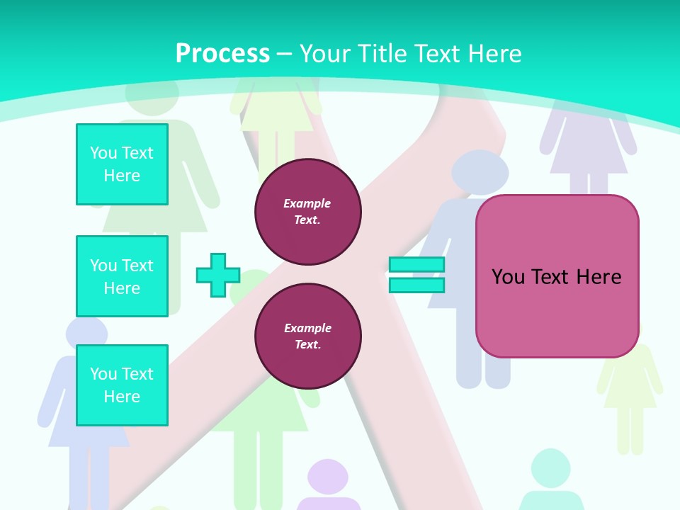 Pink Ribbon And Female Figures On White Background PowerPoint Template