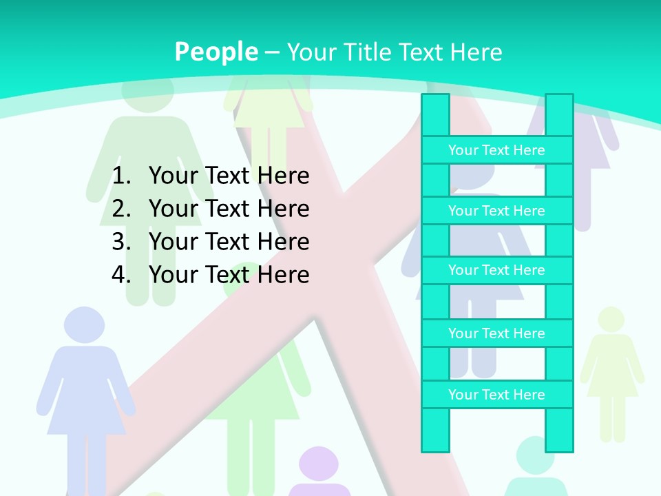 Pink Ribbon And Female Figures On White Background PowerPoint Template