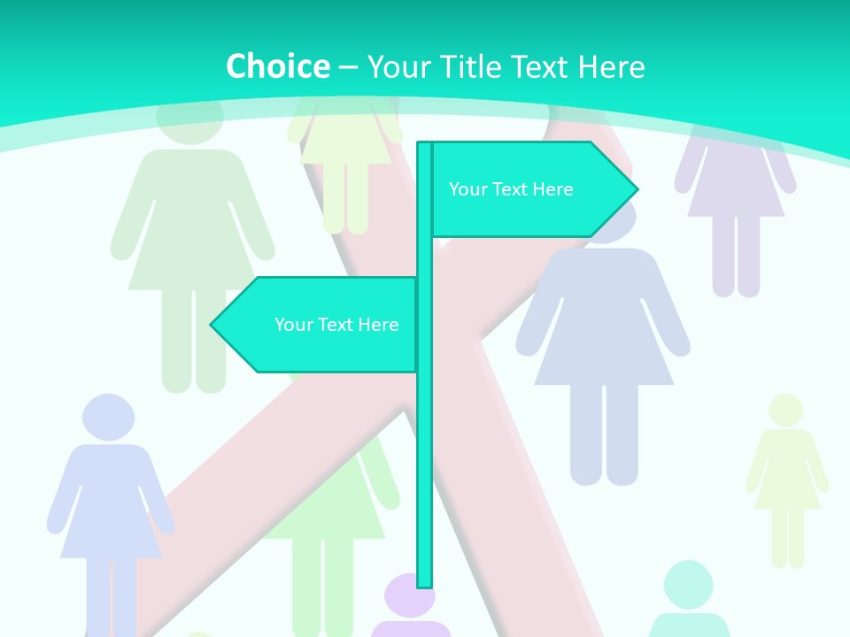 Pink Ribbon And Female Figures On White Background PowerPoint Template