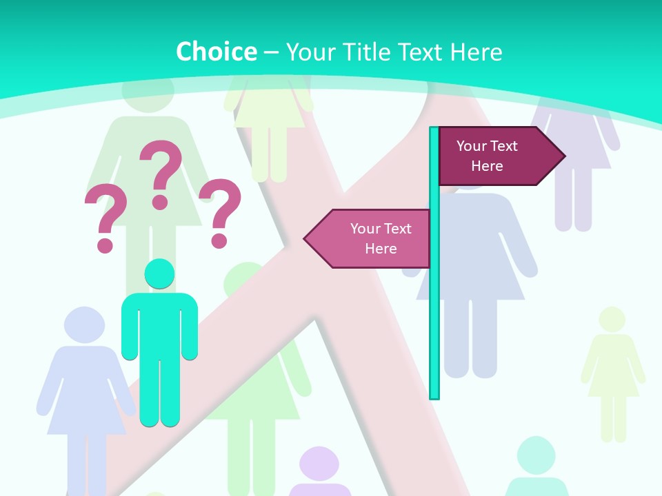 Pink Ribbon And Female Figures On White Background PowerPoint Template