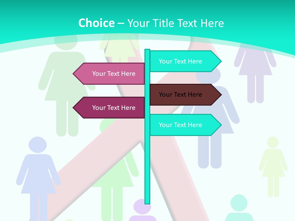 Pink Ribbon And Female Figures On White Background PowerPoint Template