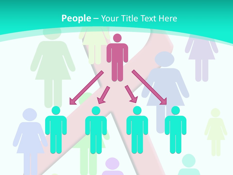 Pink Ribbon And Female Figures On White Background PowerPoint Template