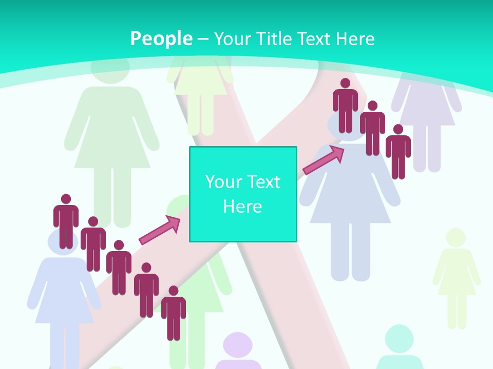 Pink Ribbon And Female Figures On White Background PowerPoint Template