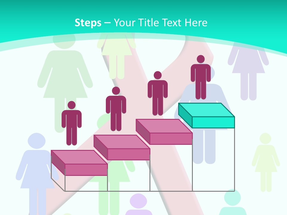 Pink Ribbon And Female Figures On White Background PowerPoint Template