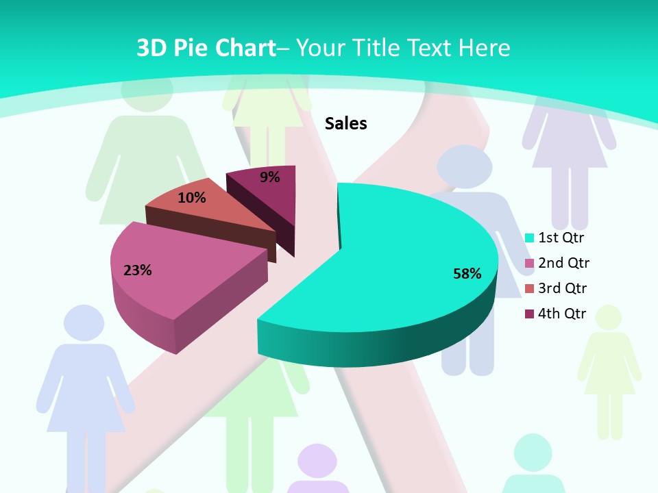 Pink Ribbon And Female Figures On White Background PowerPoint Template