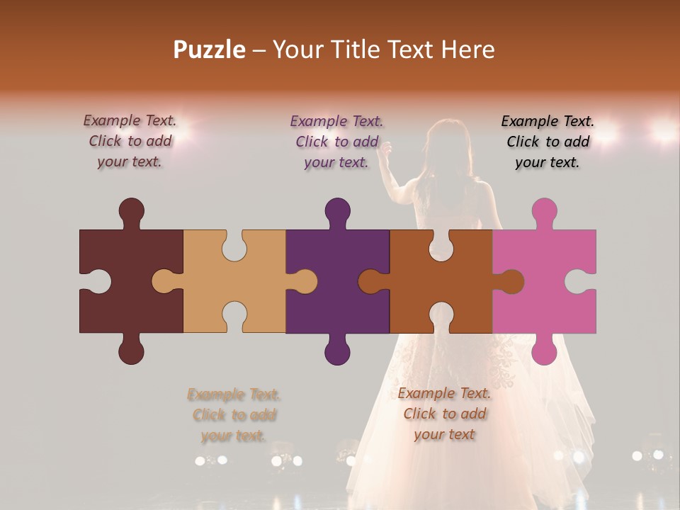 Girl In Long Gown Performing On Stage PowerPoint Template