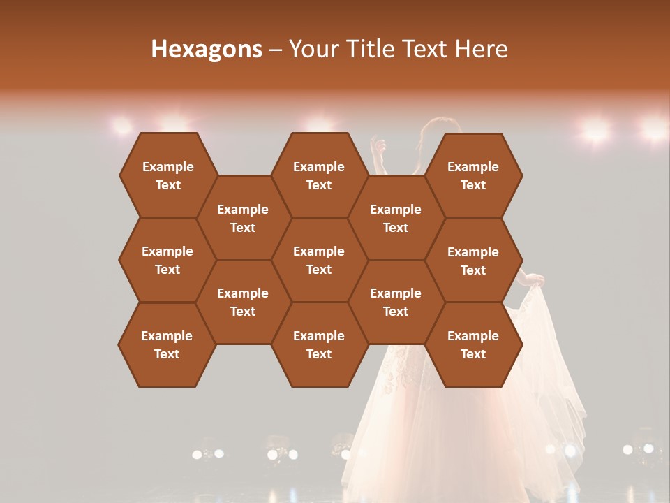 Girl In Long Gown Performing On Stage PowerPoint Template