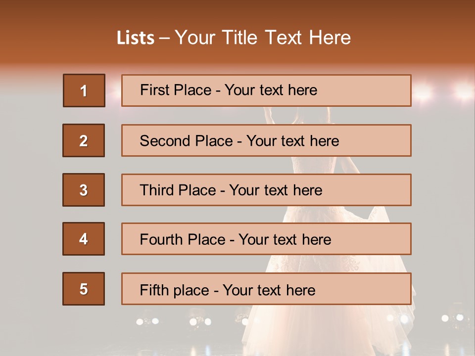 Girl In Long Gown Performing On Stage PowerPoint Template
