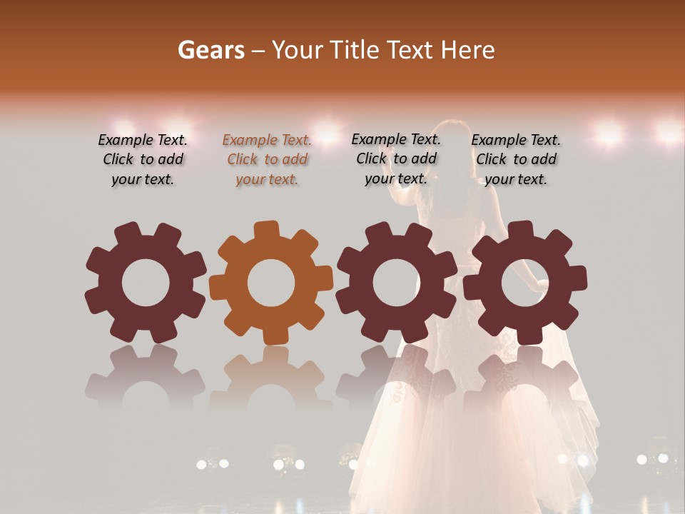 Girl In Long Gown Performing On Stage PowerPoint Template